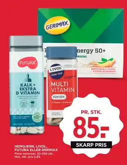 MENY HEMOJERN, LIVOL, FUTURA ELLER GERIMAX tilbud