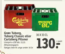 SPAR Grøn Tuborg, Tuborg Classic eller Carlsberg Pilsner tilbud