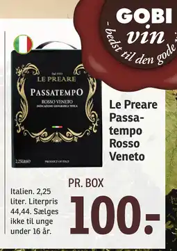 SPAR Le Preare Passatempo Rosso Veneto tilbud