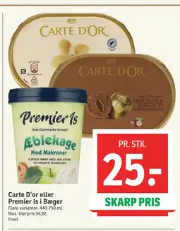 SPAR Carte D’or eller Premier Is i Bæger tilbud