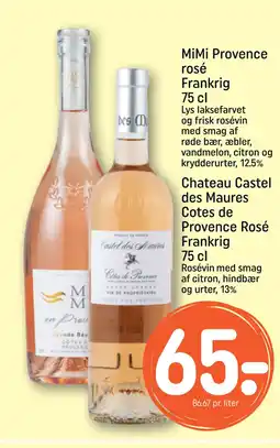 REMA 1000 Chateau Castel des Maures Cotes de Provence Rosé Frankrig 75 cl tilbud
