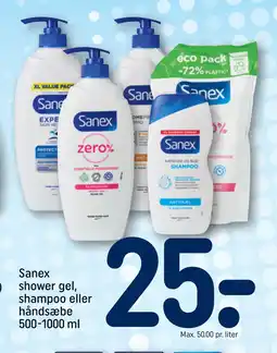 REMA 1000 Sanex shower gel, shampoo eller håndsæbe 500-1000 ml tilbud