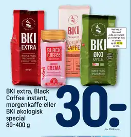 REMA 1000 BKI extra, Black Coffee instant, morgenkaffe eller BKI økologisk tilbud