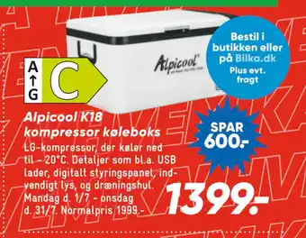 Bilka Alpicool K18 kompressor køleboks tilbud