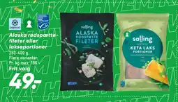 Alaska rødspættefileter eller lakse portioner