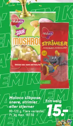 Bilka Malaco slikpose, snøre, strimler eller stjerner tilbud
