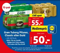 Lidl Grøn Tuborg Pilsner, Classic eller Guld tilbud