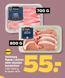 Netto Velsmag flæsk i skiver eller danske koteletter tilbud