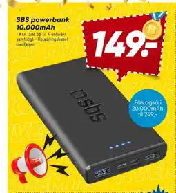 Bilka SBS powerbank 10.000mAh tilbud