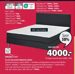 JYSK PLUS C60 KONTINENTALSENG tilbud
