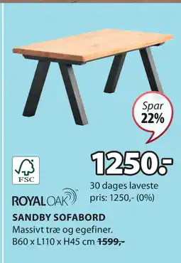 JYSK SANDBY SOFABORD tilbud