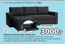 JYSK MARSLEV SOVESOFA MED CHAISELONG tilbud