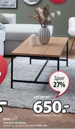 JYSK TEBSTRUP SOFABORD tilbud