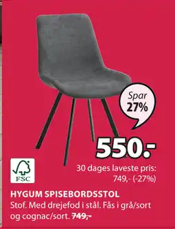 JYSK HYGUM SPISEBORDSSTOL tilbud