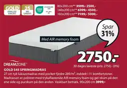 JYSK GOLD S45 SPRINGMADRAS tilbud