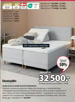 JYSK DUNLOPILLO E300 ELEVATIONSSENG tilbud