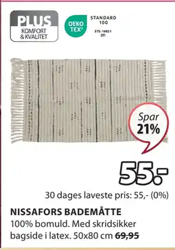 JYSK NISSAFORS BADEMÅTTE tilbud