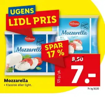Lidl Mozzarella Light tilbud