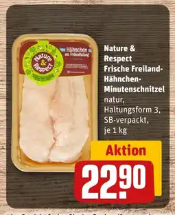 REWE DE Nature & Respect Frische Freiland- Hähnchen- Minutenschnitzel tilbud
