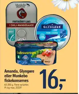 Føtex Amanda, Glyngøre eller Munkebo fiskekonserves tilbud