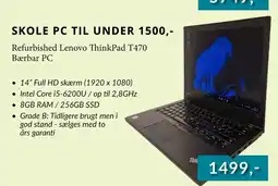 Tjdata Refurbished Lenovo ThinkPad T470 Bærbar PC tilbud