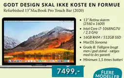CBC Refurbished 13”MacBook Pro Touch Bar (2020) tilbud