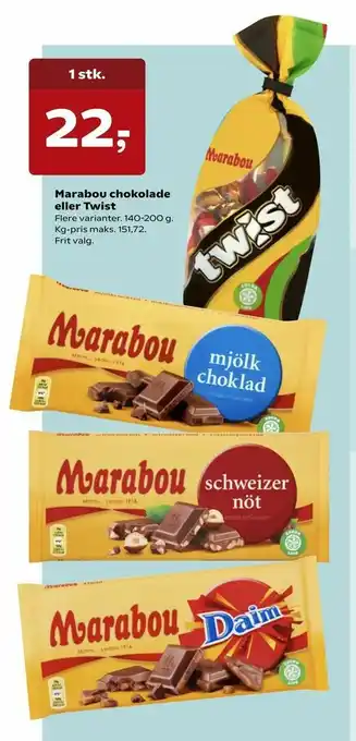 Dagli'Brugsen Marabou chokolade eller Twist tilbud