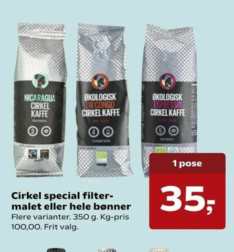 Dagli'Brugsen Cirkel special filtermalet eller hele bønner tilbud