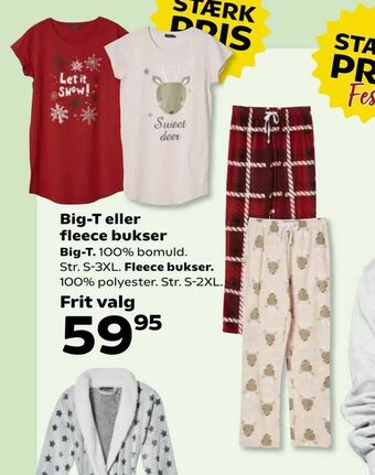 Kvickly Big-T eller fleece bukser tilbud