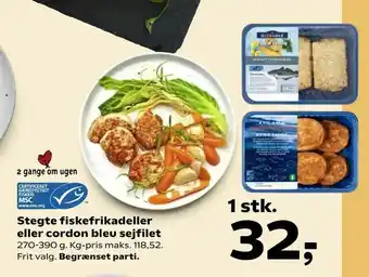 Stegte fiskefrikadeller eller cordon bleu sejfilet