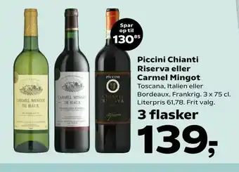 Kvickly Piccini Chianti Riserva eller Carmel Mingot tilbud