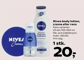 Kvickly Nivea body lotion, creme eller rens tilbud