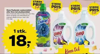 Kvickly Omo flydende vaskemiddel eller Dun-let skyllemiddel tilbud