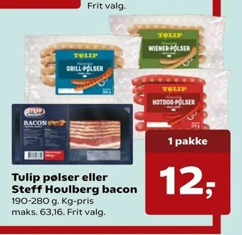 Kvickly Tulip pølser eller Steff Houlberg bacon tilbud