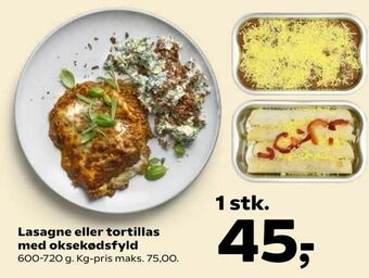 Kvickly Lasagne eller tortillas med oksekødsfyld tilbud