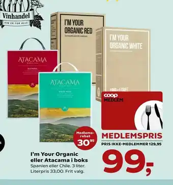 Kvickly I'm Your Organic eller Atacama i boks tilbud