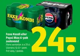 Coop 365 Faxe Kondi eller Pepsi Max 6-pak sodavand tilbud