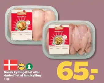 Netto Dansk kyllingefilet eller -inderfilet af landkylling tilbud