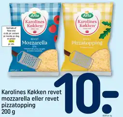 REMA 1000 Karolines Køkken revet mozzarella eller revet pizzatopping tilbud