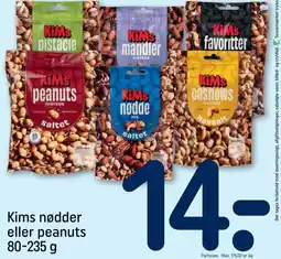 REMA 1000 Kims nødder eller peanuts 80-235 g tilbud