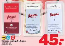 Netto Hansens økologisk isbæger Pr. liter max. 69,23 tilbud
