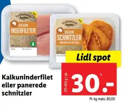 Lidl Kalkuninderfilet eller panerede schnitzler tilbud
