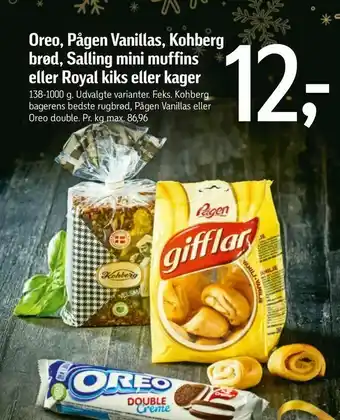 Føtex Oreo, Pågen Vanillas, Kohberg brød, Salling mini muffins eller Royal kiks eller kager tilbud