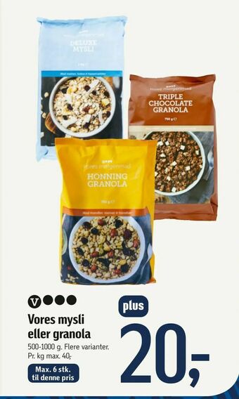 Føtex Vores mysli eller granola tilbud