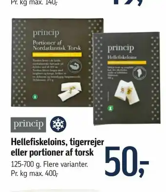 Føtex Hellefiskeloins, tigerrejer eller portioner af torsk tilbud
