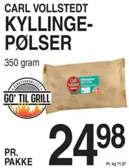 ABC Lavpris CARL VOLLSTEDT KYLLINGE- PØLSER 350 gram tilbud