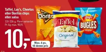 Føtex Taffel, Lay's, Cheetos eller Doritos chips eller salsa tilbud