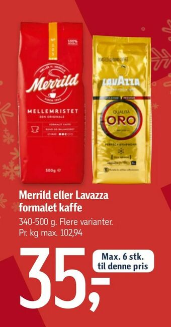 Merrild eller Lavazza formalet kaffe