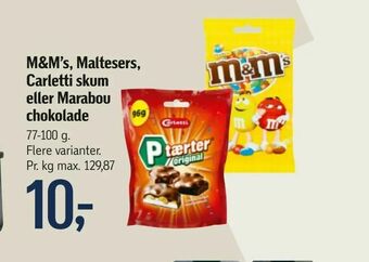 Føtex M&M's, Maltesers, Carletti skum eller Marabou chokolade tilbud
