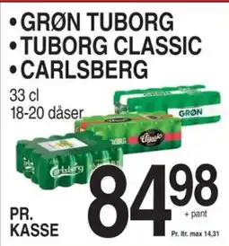 ABC Lavpris • GRØN TUBORG •TUBORG CLASSIC ⚫CARLSBERG tilbud